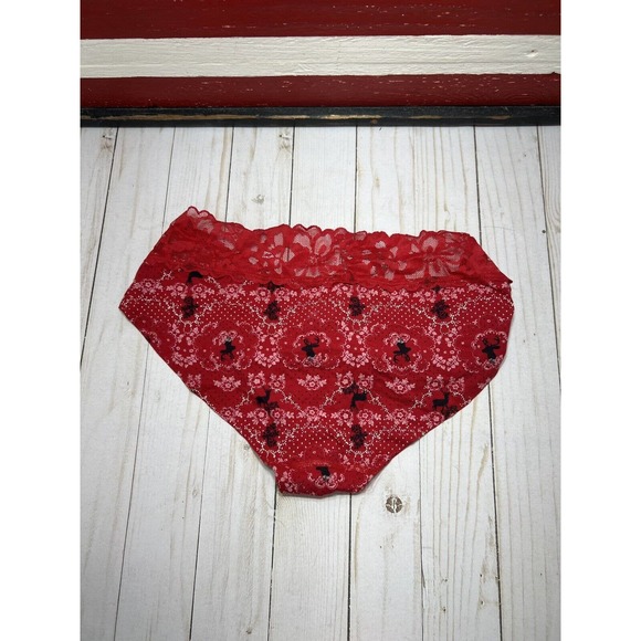 2 NEW XL FLORAL LACE Victorias Victoria’s Secret HIP-HUGGER Panties Red Black - Picture 4 of 10